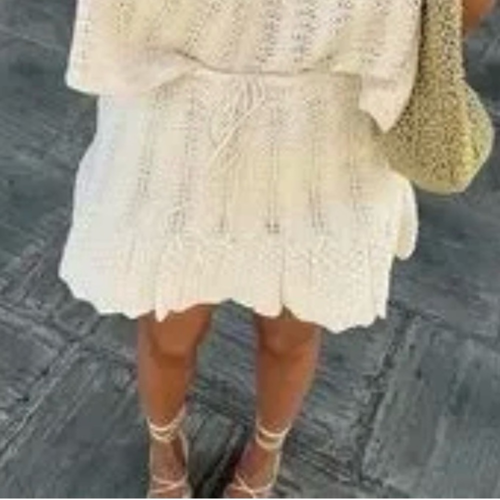 Beige crochet pointelle skirt